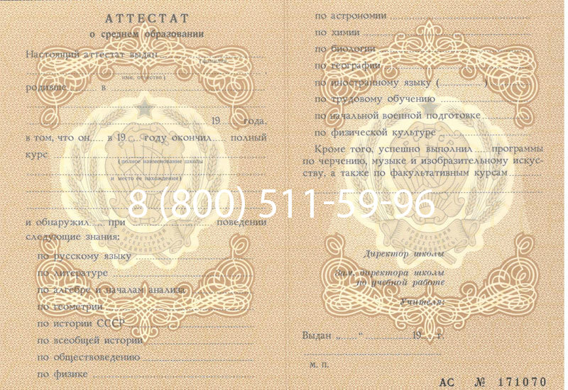 Купить Аттестат за 11 класс до 1994 в Пушкино Купить Аттестат за 11 класс до 1994 в Пушкино