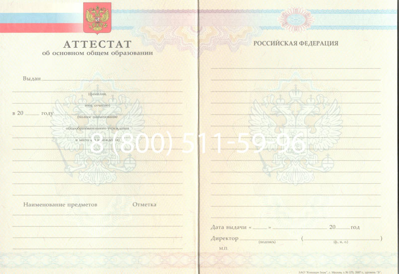 Купить Аттестат за 9 класс 2007-2010 годов в Пушкино Купить Аттестат за 9 класс 2007-2010 годов в Пушкино